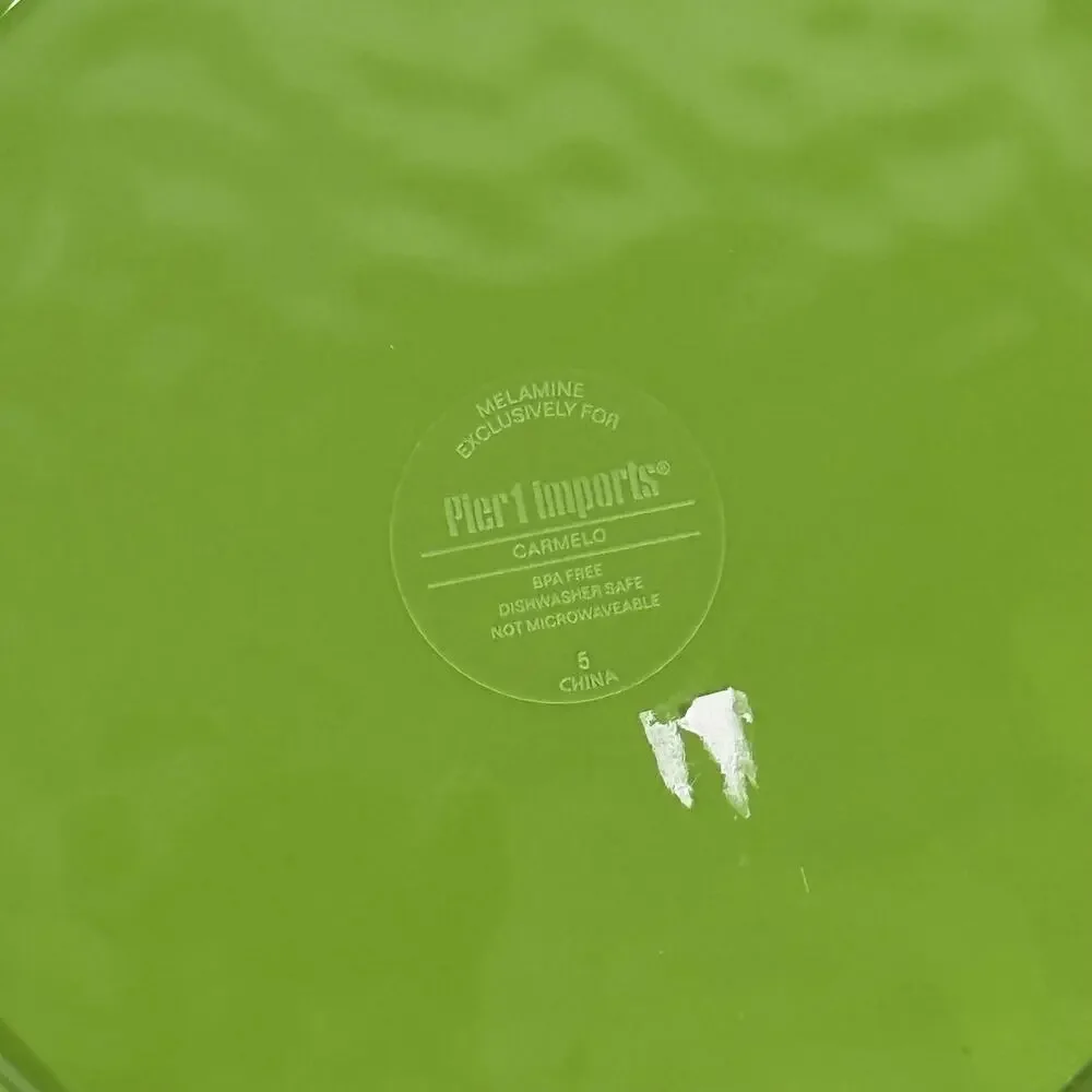 Pier 1 Imports Set of 2 Green Carmelo Melamine Dinner Plates Crackle Finish